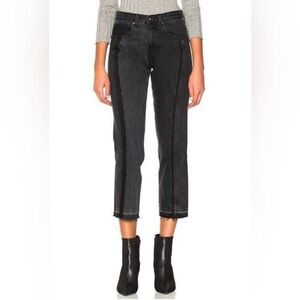 rag & bone 2 tone crop Jeans size 28 black frayed distressed